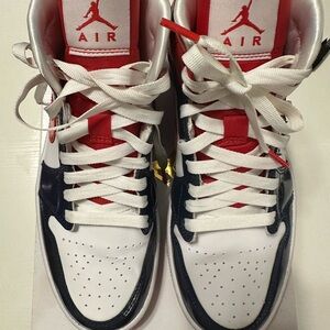 Women’s Air Jordan 1 Red and White Sneakers